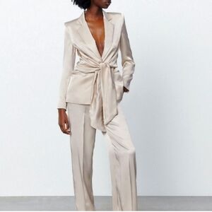 - Zara Satin Tie Blazer